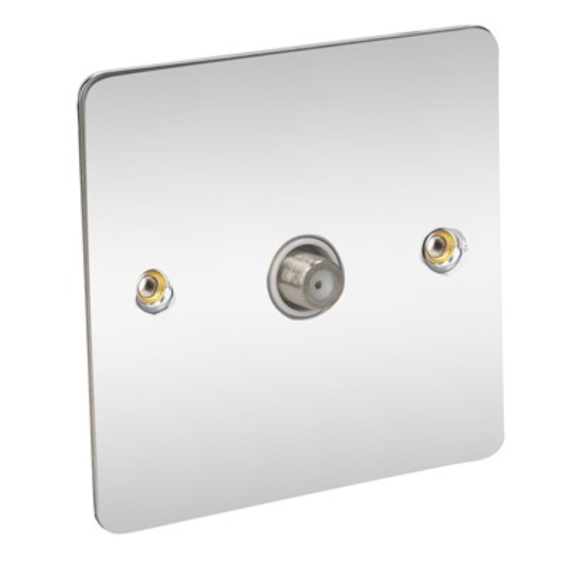 Flat Plate Satellite 1Gang Outlet - BS3041 & BS 41003 *Chrome/Wh